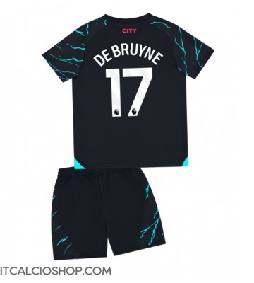 Manchester City Kevin De Bruyne #17 Terza Maglia Bambino 2023-24 Manica Corta (+ Pantaloni corti)